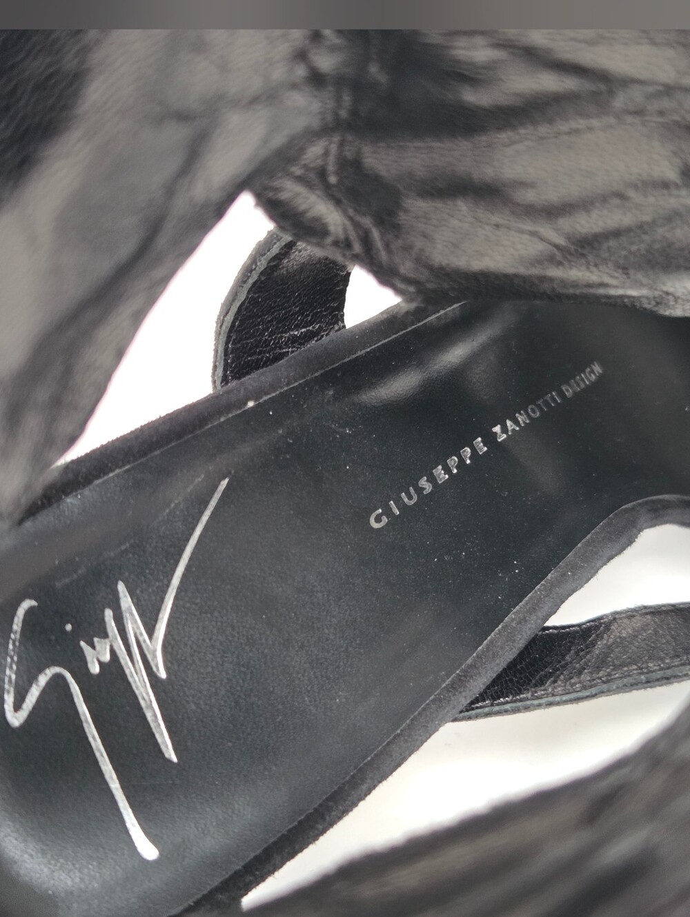 Giuseppe Zanotti Coline Black Suede Gold Leaf Stiletto Heels 39 - Picture 8 of 15